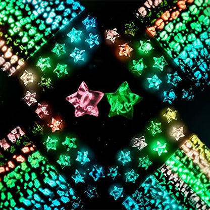840 Sheets Luminous Origami Stars Papers with 4 Different Designs, Origami Star Paper Strips Lucky Star for DIY Arts Crafting, Handicraft (Multicolor) by HYSTYLE