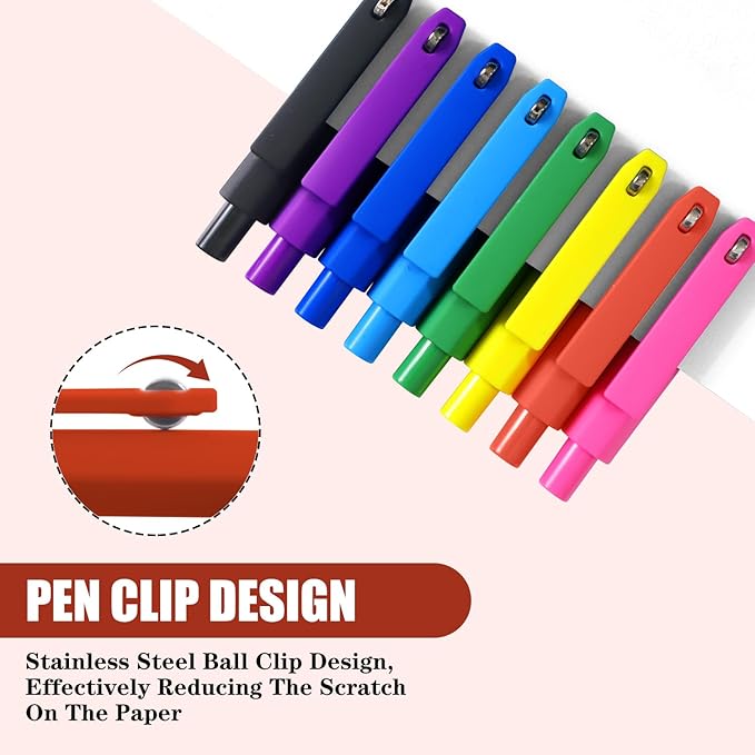 Piochoo Pens, 8 Pack Black Ink Gel Pens Ballpoint Smooth Writing Pens for Journaling, Cute Office Supplies for Nurses Women Teachers