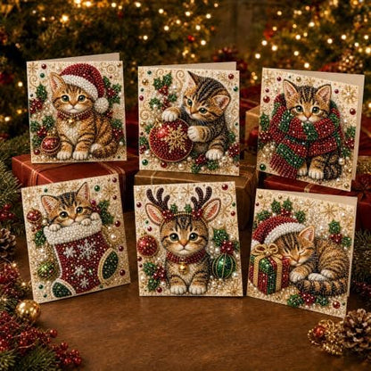 Diamond Art Painting Christmas Cards 6 Pack, 5D DIY Gem Greeting Card Kits by Unknown