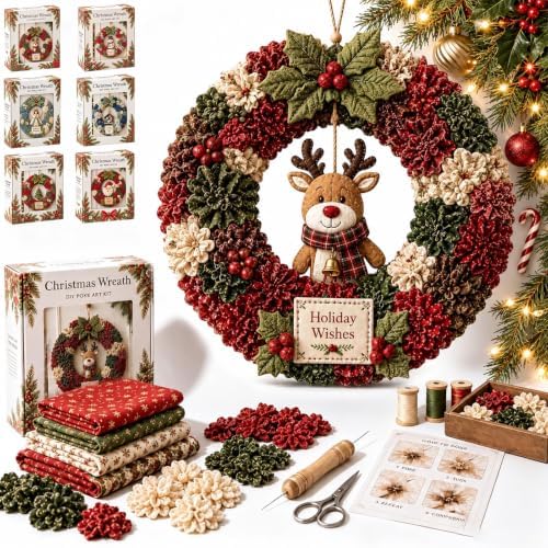 3D Fabric Poke Wreath DIY Kit, Christmas Wreath DIY Kit for Adults (#B) by Unknown