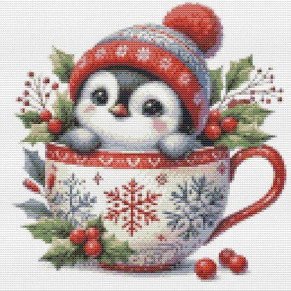 AuraDraw Christmas Stamped Cross Stitch Kits for Beginners Adults, Penguin Patterns Dimensions Needlepoint Art Crafts, Embroidery Kits for Beginners Adults for Home Decor 14x14inch - Image 2