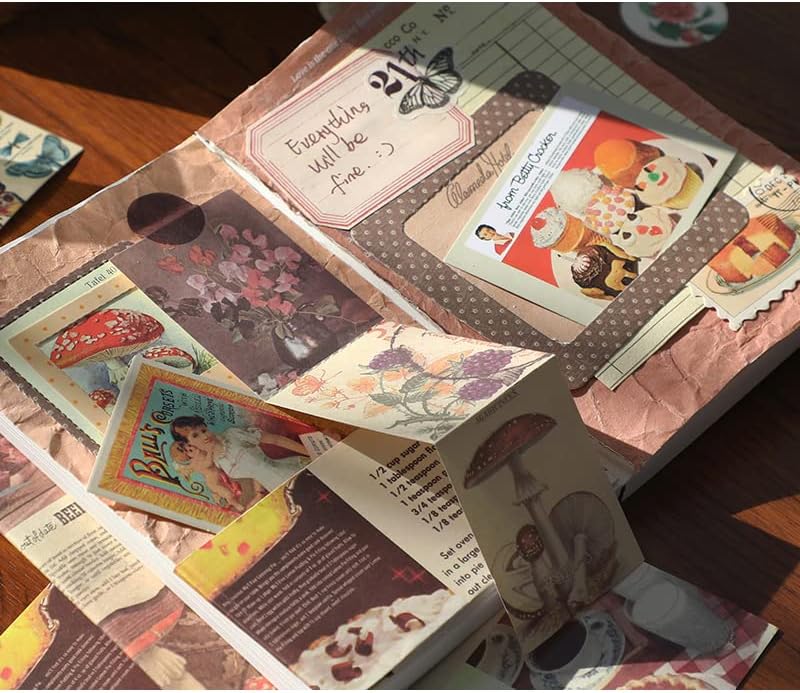 emmoolife 348 Pcs Scrapbooking Supplies Kit, Vintage Aesthetic Scrapbook Kit for Bullet Junk Journal, Stationery, A6 Grid Notebook, DIY Journaling Supplies, Birthday Craft Gift for Teen Girl Women - Image 6