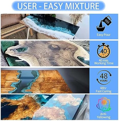 Deep Pour Epoxy Resin, 3 Gallon 2-4" Pour Depths Epoxy Resin Kit Crystal Clear High-Gloss No Bubble Self Leveling for DIY Molds Wood River Table Flower Preservation Top Mold Crafts Mix 2:1 Ratio - Image 5