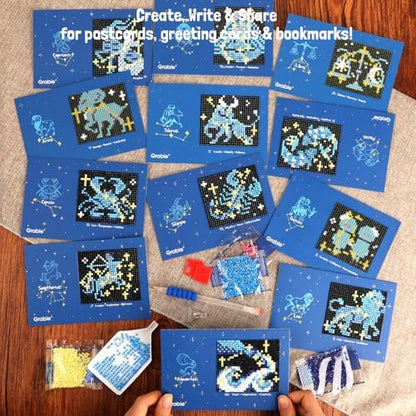 Grabie Mini Diamond Painting Cards Kit, 12 Pack Square Drill, Zodiac Glow - Image 5