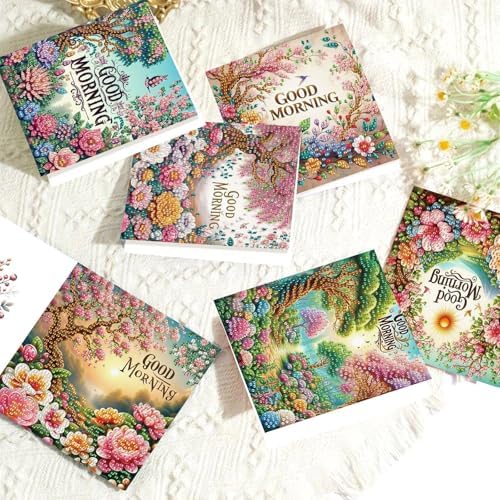 LazyFold 6Pcs DIY Diamond Art Painting Greeting Cards with Envelopes, Beautiful Scenery All Occasion Note Card Kit for Women, Handmade Thank You Birthday Friendship Cards Gift - Image 5