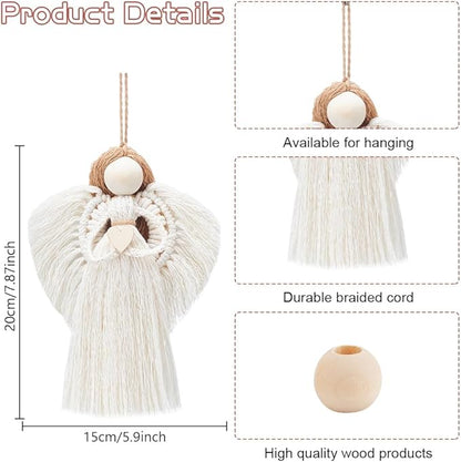 FREEBLOSS 4 Set Beginners Macrame Kit DIY Macrame Angel Kit DIY Macrame Kit for Beginners with Instructions Boho Angel Decor Adults Craft Kit for Adults Christmas Gift