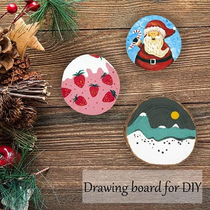 Unfinished Natural Wooden Slices 60 Pcs 3.2-4 Inch Wood Circles for Crafts DIY Christmas Ornament Craft Wood Kit with Bit,Blank Round Wood Slice with Bark for Art,Painting,Party (60) - Image 3