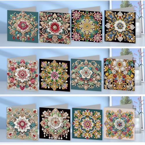 12Pcs DIY Diamond Art Greeting Cards Kit with Envelopes&Tools - Create Your Own Sparkling Birthday, Thank You, Holiday Cards for Adults & Beginners(Mandala) - Image 2