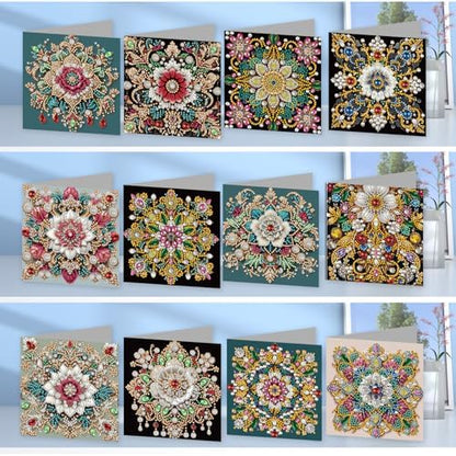 12Pcs DIY Diamond Art Greeting Cards Kit with Envelopes&Tools - Create Your Own Sparkling Birthday, Thank You, Holiday Cards for Adults & Beginners(Mandala) - Image 2