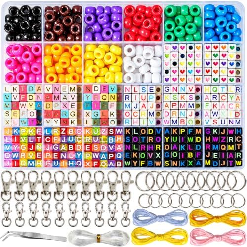 Aqltidiz 660Pcs DIY Beaded Keychain Making Kit, Bag Charm Craft Supplies by Aqltidiz