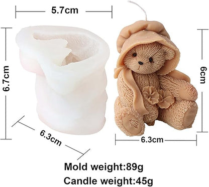 Grainrain 3D Bear Silicone Candle Mold Decorated Pillar Candle Mould Handcrafted Silicone Molds for Candle Wax Resin Gyspum Crafts Making (ZH116)