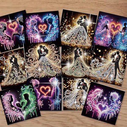 12 Pack Diamond Painting Greeting Cards Kit with Envelopes, 5D DIY Romantic Couple Love Heart Diamond Art Cards, Anniversary Valentines Day Wedding Cards for Adults Him Her Couples - Image 5