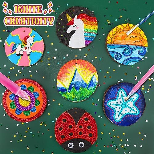 klmars Kids Wooden Painting Kit-Glow in The Dark-Arts & Crafts Gifts for Boys Girls Ages 5-12-Craft Activities Kits - Creative Art Toys for 5, 6, 7, 8, 9, 10, 11 & 12 Year Old Kids - Image 2