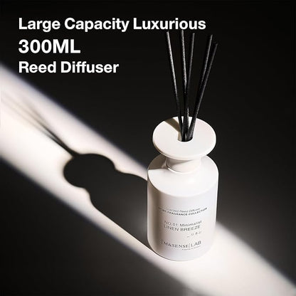 M&SENSE Reed Diffuser Set, 10.14 fl oz Large Reed Diffuser, Linen Breeze Scented with Natural Essential Oils, Long Lasting with 7 Sticks, Non-Toxic Home Fragrance Reed Diffuser for Bedroom, Bathroom