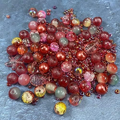 Assorted Glass Resin Beads Multi Size Colors Smooth Cracked Gravel Millet Spacer Beads for Bracelets Necklace Earring DIY Jewelry Making Craft(Rouge Red Series) - Image 5