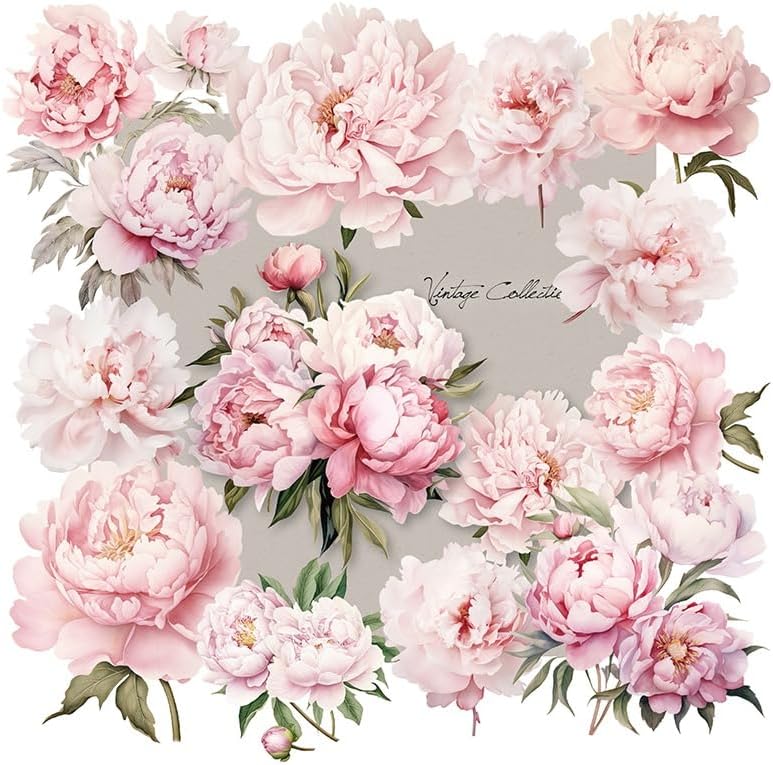CATaireen Vintage Junk Journal Items Kit Pre Cut Paper Cards Cutout Cardstock Art Aesthetic Decor Hollow Out Craft Elements Small Embellishments Supplies for Adults Scrapbook Pack (Floral Pink) by CATaireenforScrapbooking