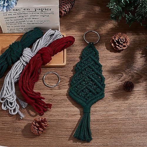 FREEBLOSS 4 Set Macrame Christmas Tree Kit With 4 Colors Cotton Cords, DIY Kit With Instruction, Ornaments for Christmas Tree Decor for Adults (DK-FB0005-24-US35) - Image 5