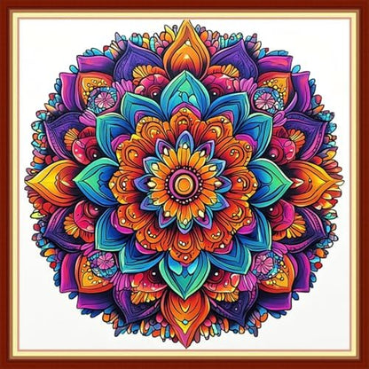Redxing Stamped Cross Stitch Kits Embroidery kit for Beginners Adults Full Range of Embroidery Patterns Starter Kits DIY Printed Cross Stitch Kits Needlepoint Kits 11CT-Colorful Mandala 18x18 inchs by RedxingStampedCrossStitchK