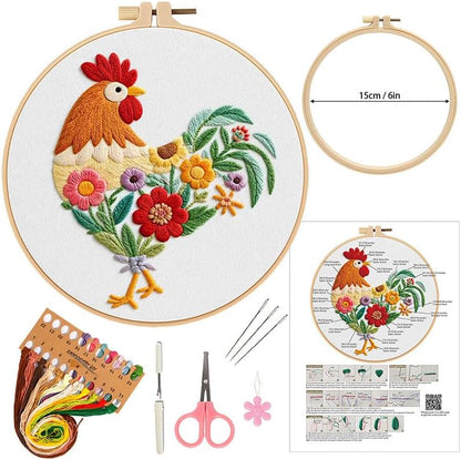 Haootadiy Beginner Embroidery Kit for Adults, Easy Cross Stitch Kit for Beginners and Adults, Full Embroidery Hoop Kit with Needles and Thread Included (Pattern 12) - Image 2