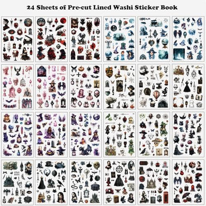Vintage Scrapbook Stickers Book with 557pcs Stickers for Junk Journal Supplies, Aesthetic Washi Sticker Book for Journaling Dark Night Theme Ephemera for Junk Journal, Scrapbooking Supplies for Adults - Image 2