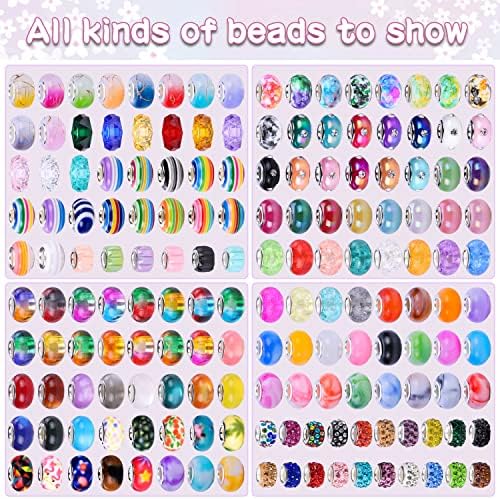 Aipridy 224 Pcs Large Hole European Beads, Craft Supplies Kit, Assorted Mixed Color Lampwork Spacer Beads for DIY Bracelet Jewelry Making224, Mixed Pack by Style(14) - Image 3