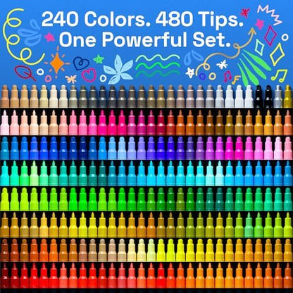 ARTISTRO Dual-Tip Acrylic Paint Marker Pens - Set of 240 - Image 2