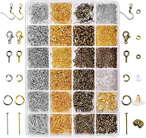 Paxcoo 2880 Pcs Jewelry Making Findings Supplies Kit with Open Jump Rings, Lobster Clasps, Crimp Beads, Screw Eye Pins, Head Pins, Earing Hooks and Earing Backs by PAXCOO