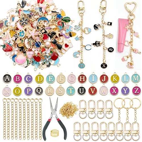 Kupor DIY Keychain Making Kit - Assorted Gold Enamel Charms, Storage Box, Instruction, 30-Min Quick Make, Bag Charms & Keychain Charms, Eco-Friendly, Craft Lovers, Ideal Gift for Any Festiva by Unknown