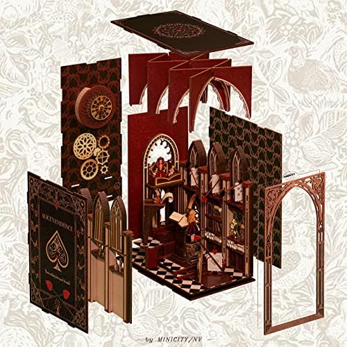MiniCity Alice in Wonderland Book Nook Kit, Wooden Miniature House with LED - Image 2
