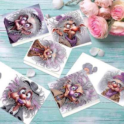 6pcs Diamond Painting Greeting Card with envelopes, DIY Crazy Old Man Diamond Art Greeting Card for Blessing and Wish Special Shaped Arts Crafts for Christmas Birthday Thanksgiving Day Holiday - Image 5