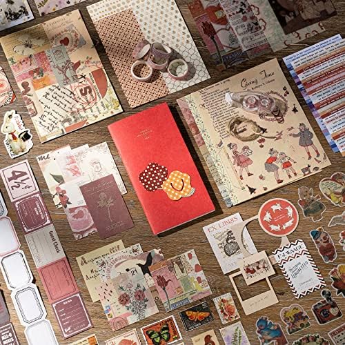 JOYCHOIC Vintage Scrapbook Supplies Aesthetic Journaling Kit, Scrapbook Papers Quote Stickers TN Notebook Large Collection for Bullet Junk Journal, Planner DIY Arts Craft Collage - Image 3