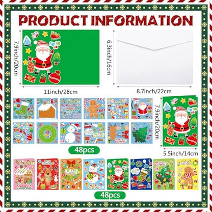 Fullhawl 48 Set Christmas Card Making Kits DIY with Stickers Envelopes - Image 3