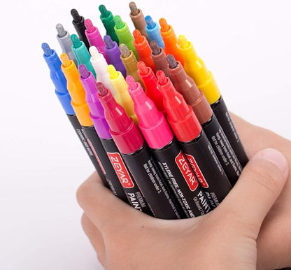 ZEYAR Oil-Based Paint Markers, Fine Point 24 Colors, AP Certified, Works on Rock painting, Wood, Glass, Metal, Ceramic and more (24 Colors Fine Point)