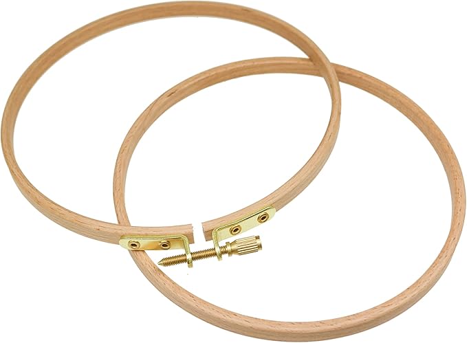2 Pack 4'' Embroidery Hoop, Guofa 10CM Beech Wood Cross Stitch Hoops, Hanging Embroidery Frame Hoop for Decoration