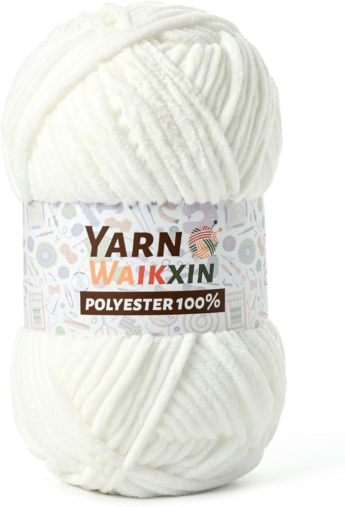 Soft Chenille Yarn for Crocheting, Fluffy Chunky Crochet Yarn for Baby Blanket, (1.76oz/65.6yds) Fuzzy Velvet Yarn for Amigurumi&DIY Puzzle、Crafts、Scarf(Snow White)