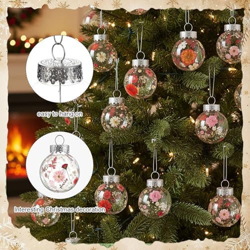 Gemscream 121 Pcs 20 Sets 2.36 inch Pressed Flower Craft Kit for Adults Womens Kit DIY Fillable Crafts Balls Dried Pressed Flowers Art Plastic Hanging Balls for Home Decor, Keepsake Crafts - Image 4