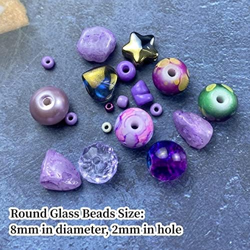 Assorted Glass Resin Beads Multi Size Colors Smooth Cracked Gravel Millet Spacer Beads for Bracelets Necklace Earring DIY Jewelry Making Craft(Light Purple Series) - Image 3