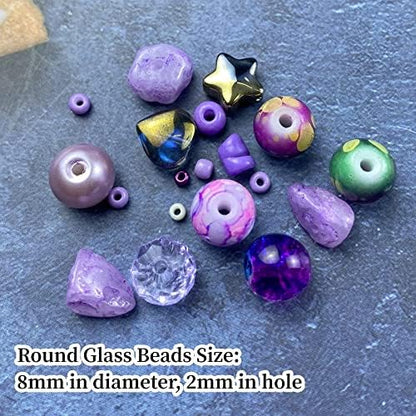 Assorted Glass Resin Beads Multi Size Colors Smooth Cracked Gravel Millet Spacer Beads for Bracelets Necklace Earring DIY Jewelry Making Craft(Light Purple Series) - Image 3