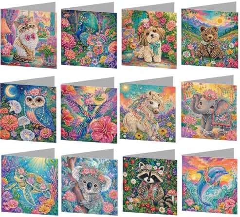 POETRYDRAW DIY Diamond Art Painting Greeting Card Kit, Creative Craft Set for Card Making，Flower Animals by POETRYDRAW