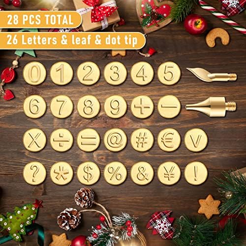 Honoson 28 Pieces Wood Burning Number Tips Stamps Kit Tool, Numbers and Symbol Copper Mold Carving Set for DIY Embossing Carve Crafts Wooden Burning Stencil Kits Hobby Woodworking Tools - Image 4