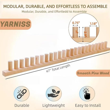 Yarniss 47" Chunky Blanket Loom Kit, Wooden Knitting Loom Frame for Hand, Thick Yarn Knitting Tools for Beginner 2 Packs,Nature Wood Loom Blanket