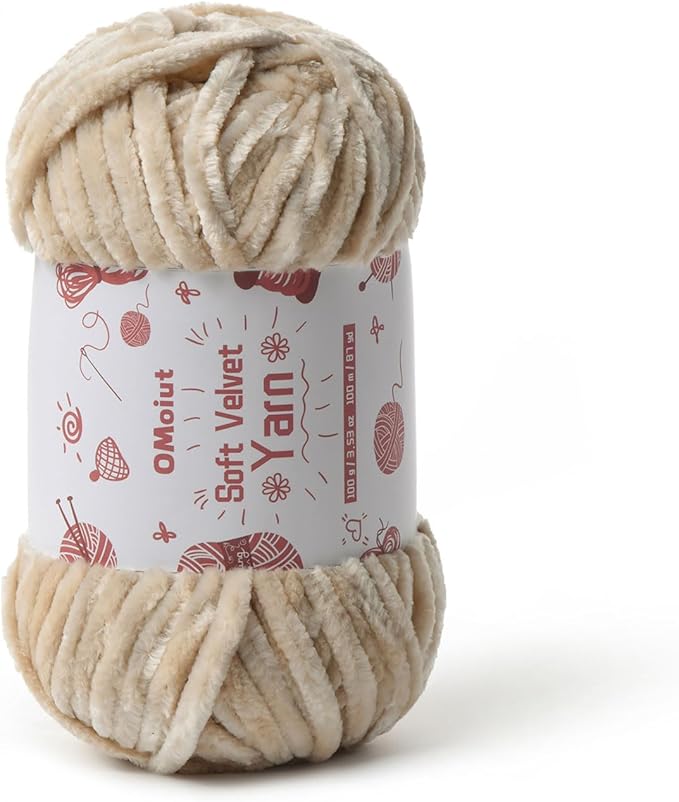 100g Fluffy Velvet Chenille Yarn for Crocheting and Knitting, 80m (87.5yd) Baby Yarn for Crocheting Soft, Crochet Chunky Yarns Amigurumi Yarns（Beige