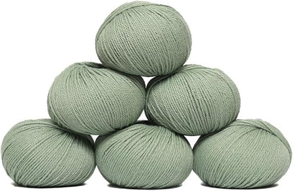 100% Baby Alpaca Yarn Wool Set of 6 Skeins (300 Grams) DK Weight - Made in Peru - Heavenly Soft and Perfect for Knitting and Crocheting (Sage Green, DK - 6 Skeins)
