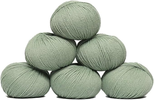 100% Baby Alpaca Yarn Wool Set of 6 Skeins (300 Grams) DK Weight - Made in Peru - Heavenly Soft and Perfect for Knitting and Crocheting (Sage Green, DK - 6 Skeins)