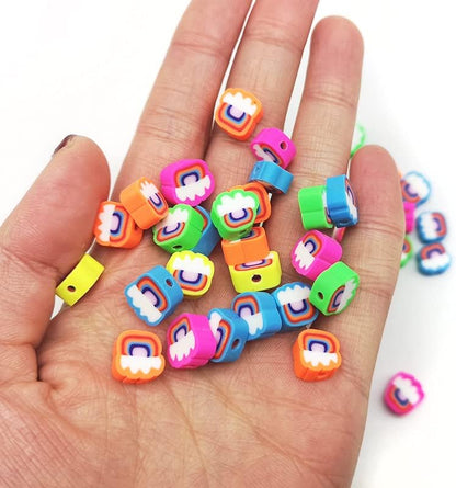 100pcs Colorful Rainbow Polymer Clay Spacer Beads for Women Jewelry Making DIY Bracelet Necklace Hair Clip Accessories (Colorful Rainbow) - Image 5
