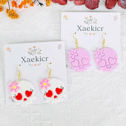 Xaekicr Heart Skull Polymer Clay Cutters for Earrings – 1pc Cute Skull Clay Earring Cutters, Polymer Clay Molds, Halloween Clay Tools