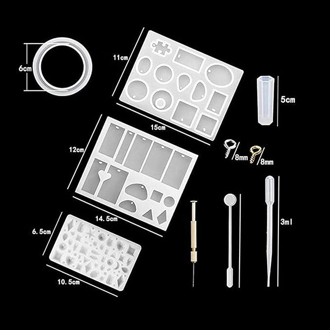 Srutueo 148 Pieces Resin Jewelry Making Kit, Silicone Casting Mold for Beginners with Molds, Resin Kits and Tools Set