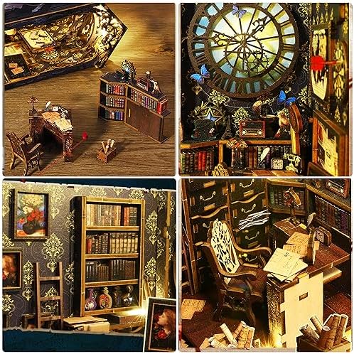ISSEVE Book Nook Kit, DIY Dollhouse Booknook Kits Bookshelf Insert Décor - Image 4