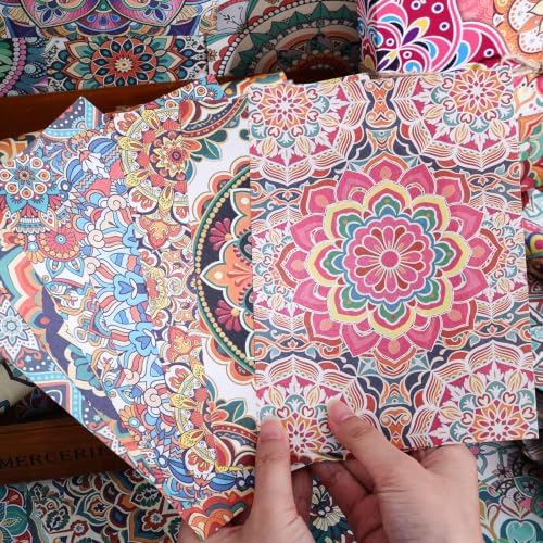 160 Sheets Boho Mandala Scrapbook Paper Set, Journaling Scrapbooking Supplies Craft Decoupage Papers Kit, Ephemera for Junk Journal Bullet Journals Well Posters Room Decor for Card Making Gift - Image 7
