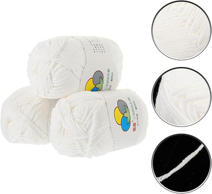 3 Rolls Crochet Cotton Yarn Bundle for DIY Knitting and Crocheting Soft Flexible Cotton Thread for Crafting Sweaters Hats Scarves Skin-Friendly Each